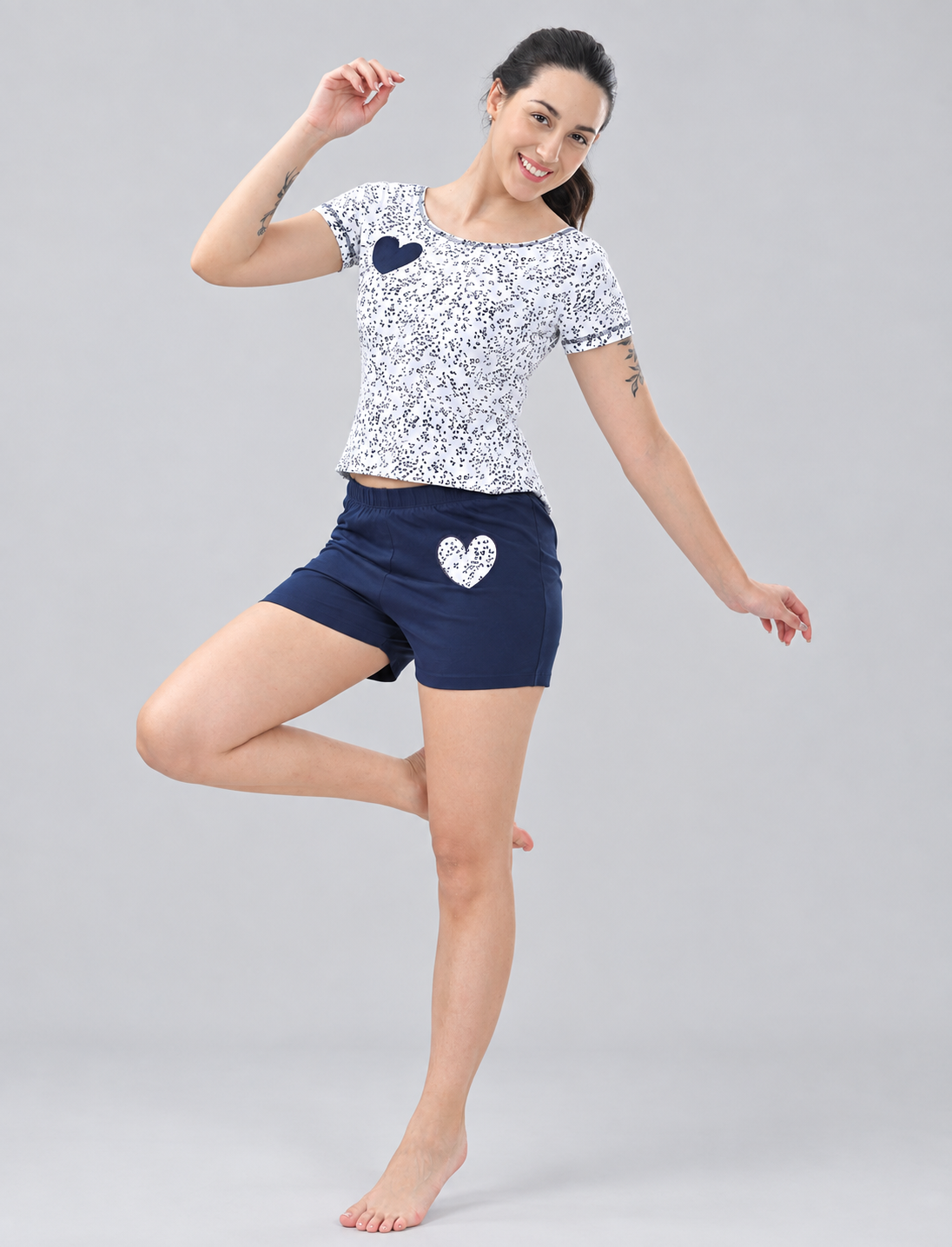 Women's Scoop Neck Printed Cotton Lounge Co-ord Set