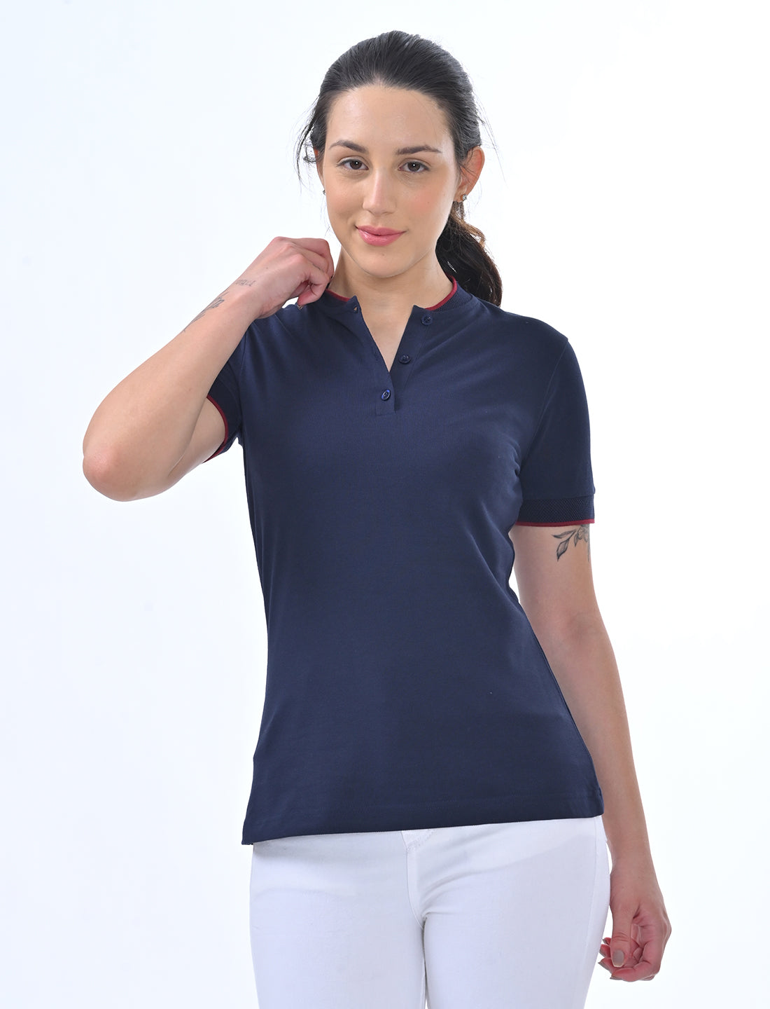 Women's Premium Henley Polo T-Shirt