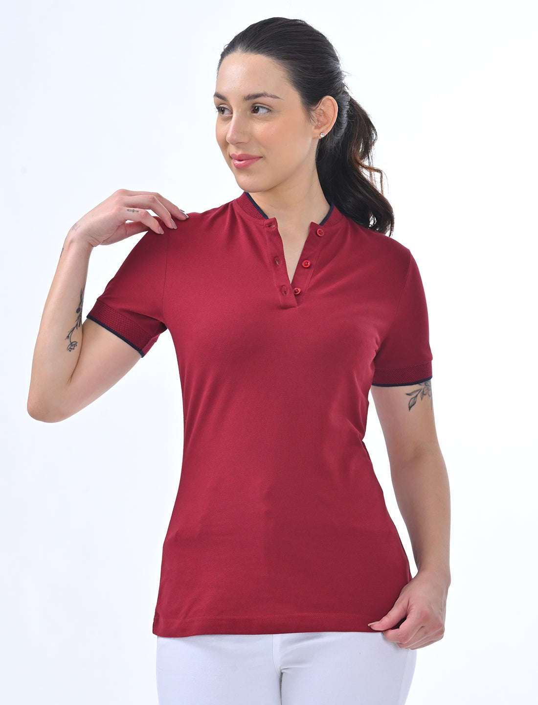 Women's Premium Henley Polo T-Shirt
