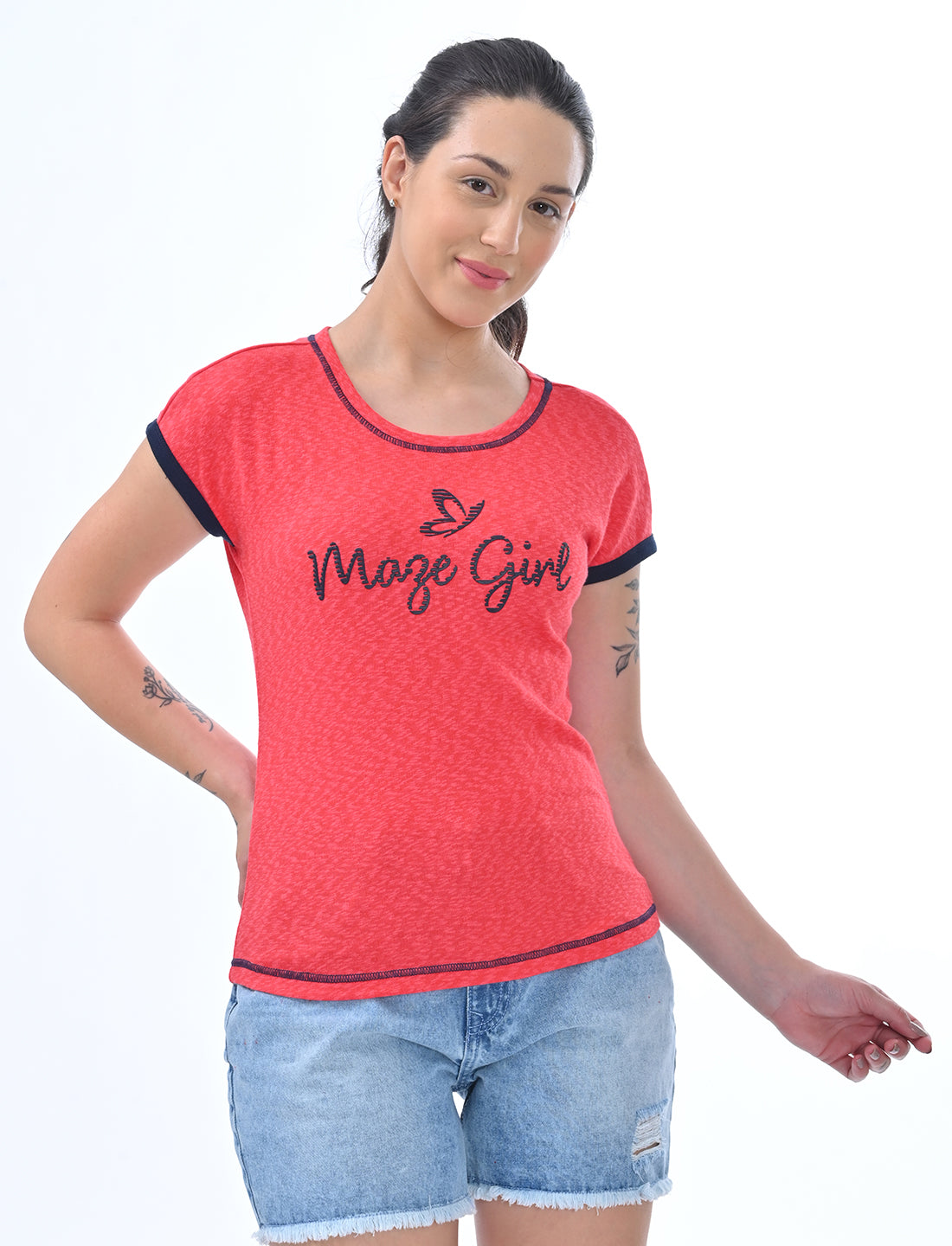 Chic Ringer-Style Short Sleeve Casual Top