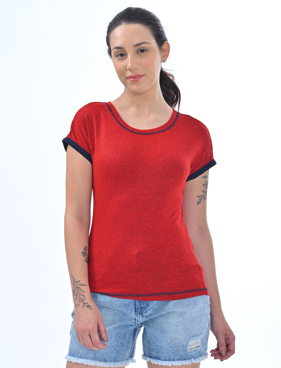 Chic Ringer-Style Short Sleeve Casual Top