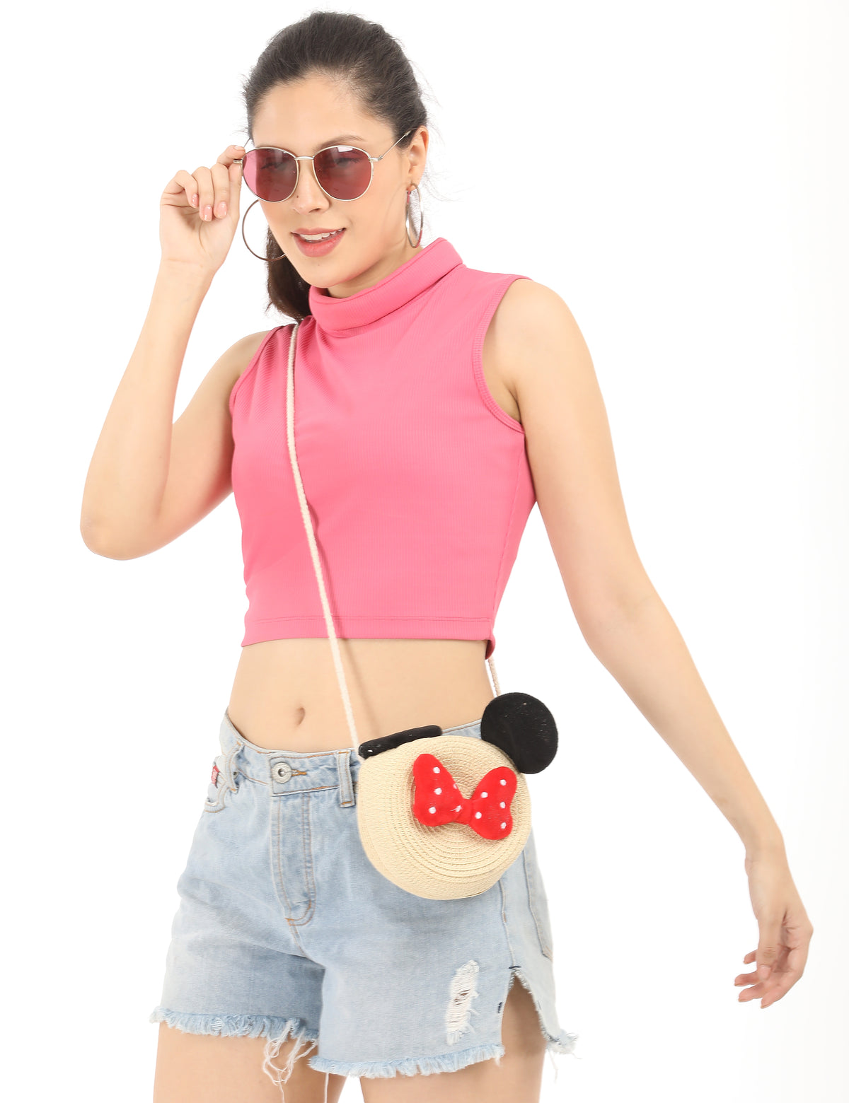 Elegant Ribbed Mock-Neck Fitted Crop Top