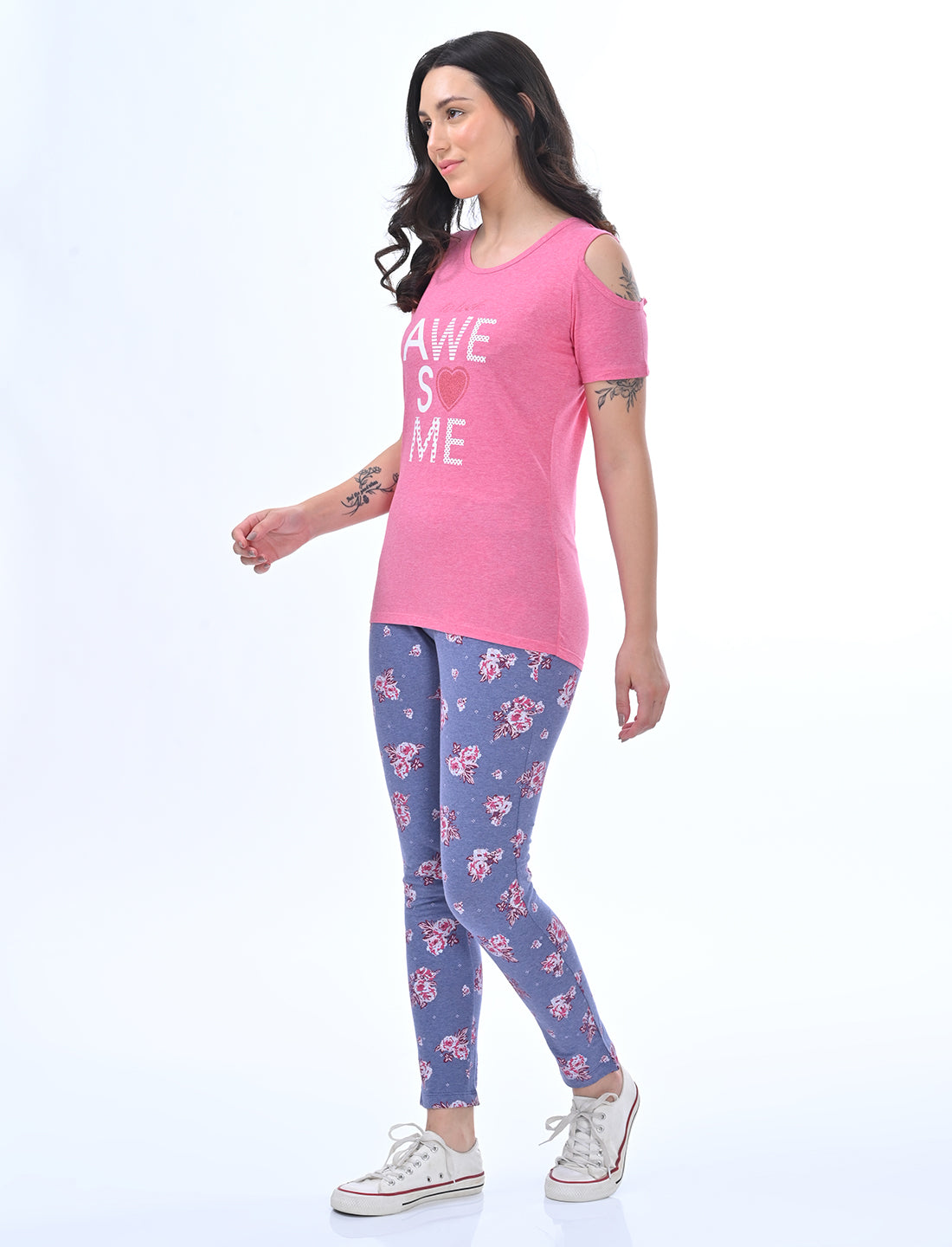Women’s Cold-Shoulder Graphic Top | 2-Piece Lounge Set
