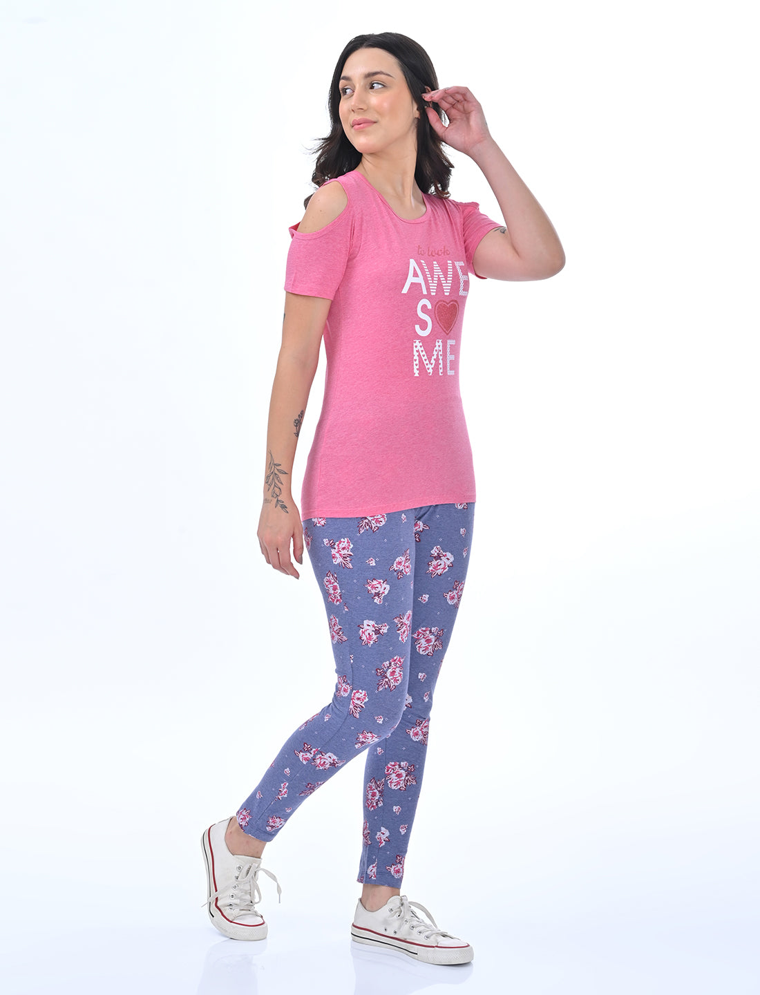 Women’s Cold-Shoulder Graphic Top | 2-Piece Lounge Set
