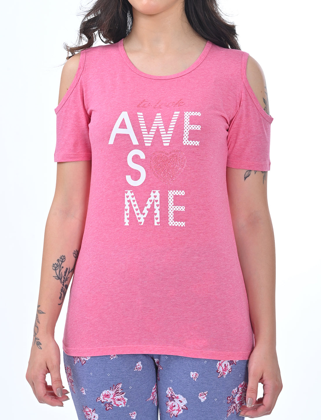 Women’s Cold-Shoulder Graphic Top | 2-Piece Lounge Set