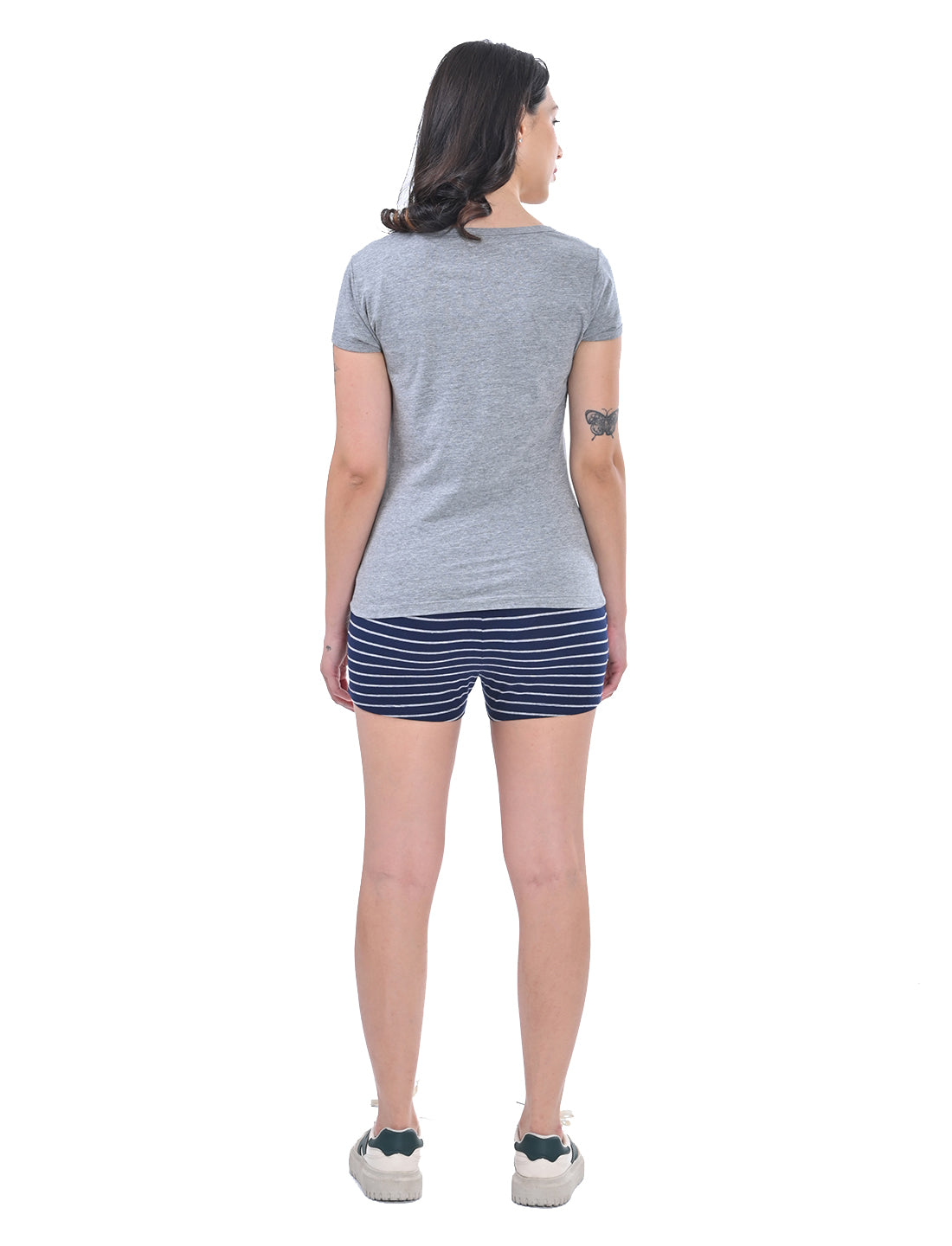 Women’s Short-Sleeve Graphic T-Shirt with Striped Shorts