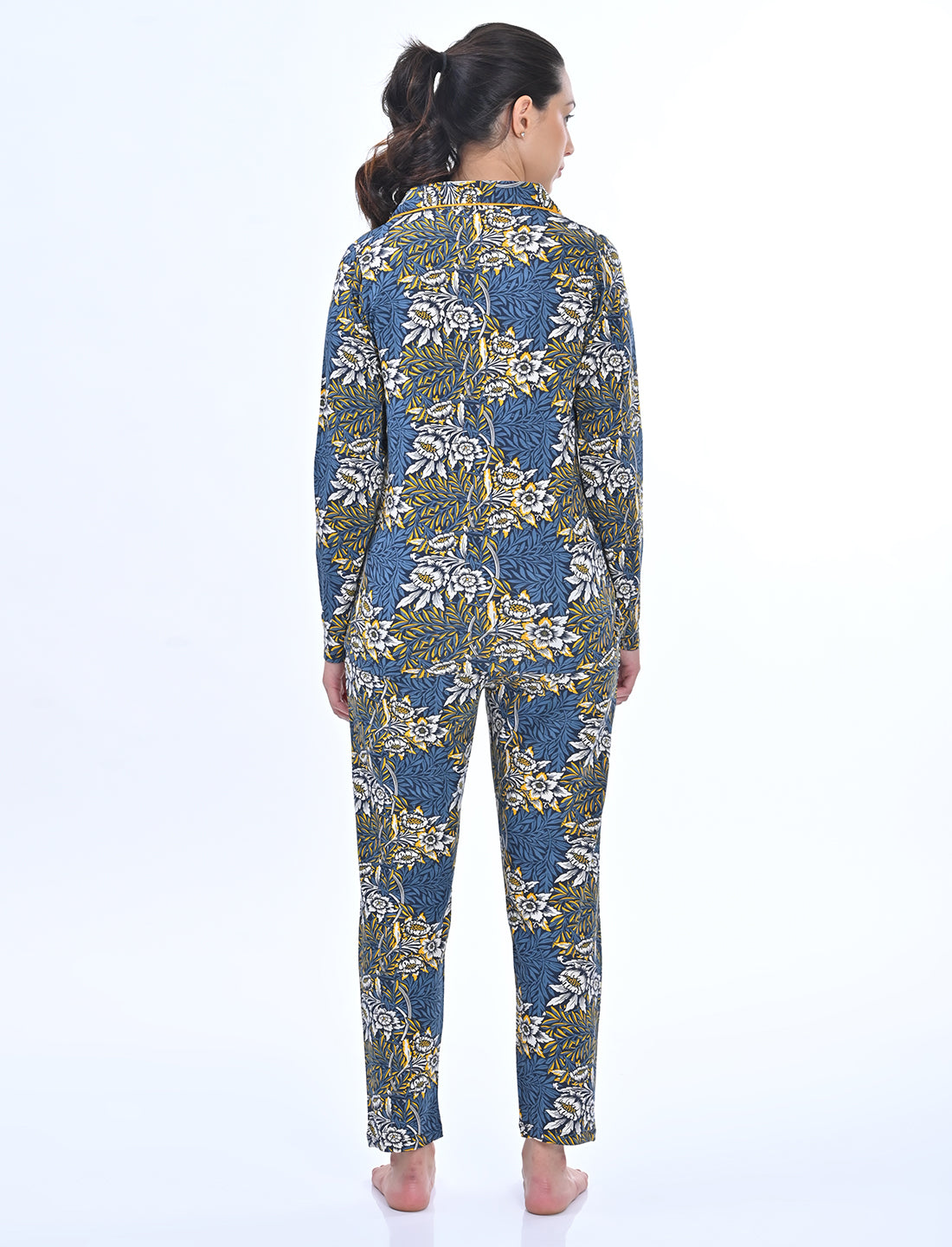 Women’s Floral Print Collared Night Suit