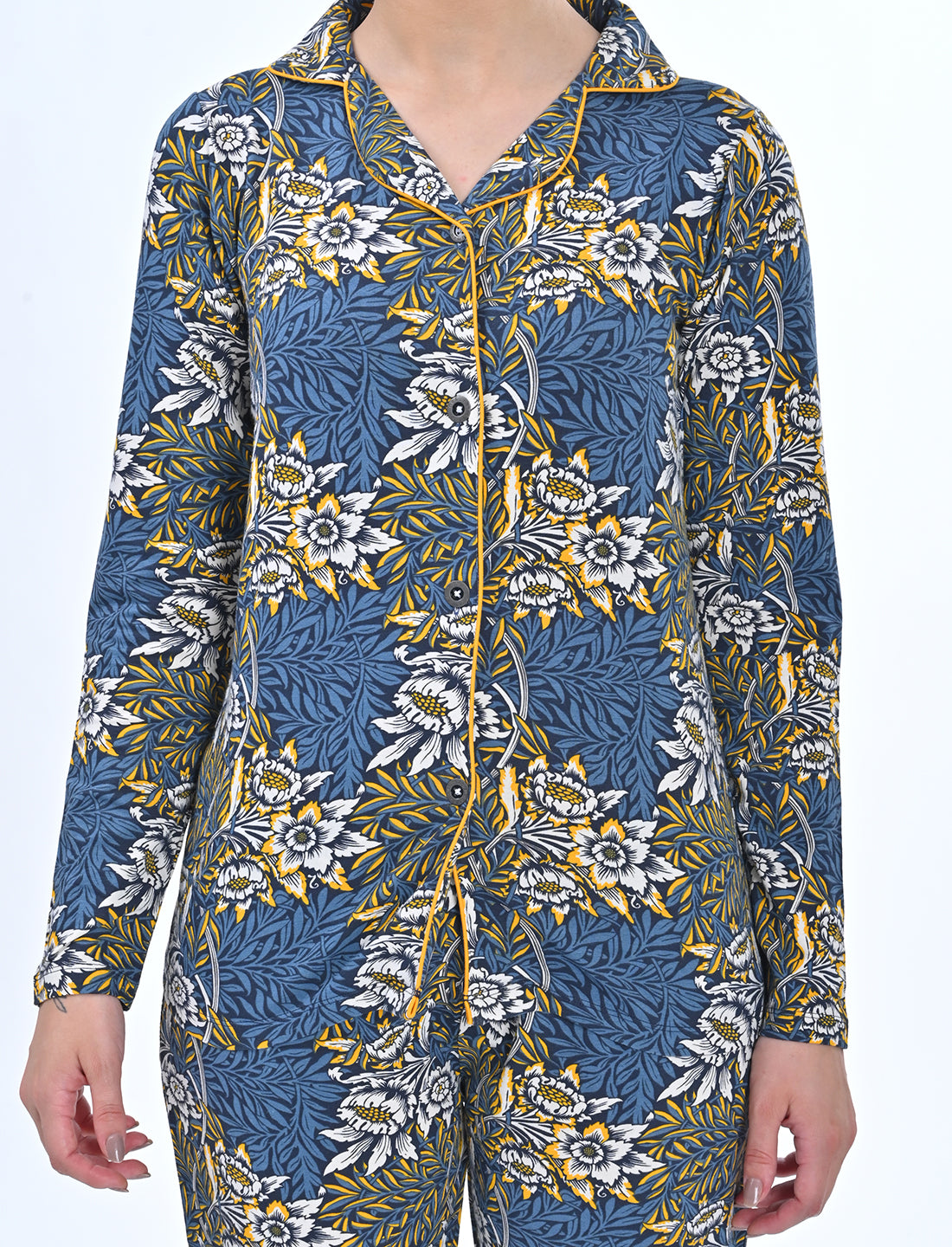 Women’s Floral Print Collared Night Suit