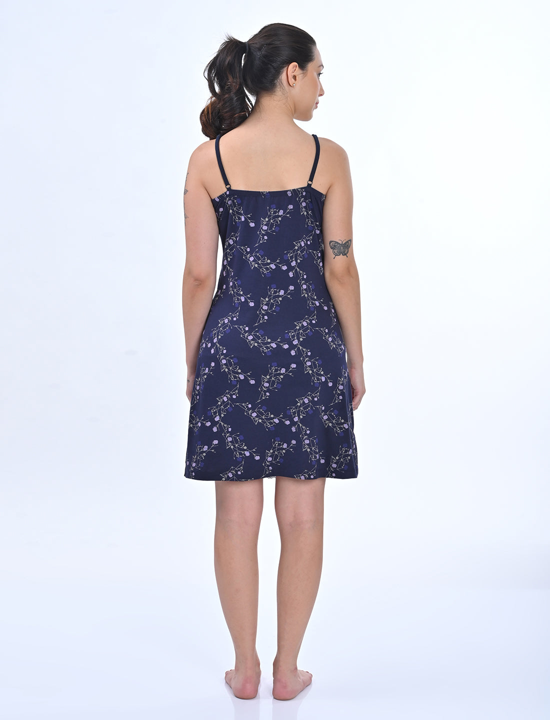Elegant Printed Sleeveless Nightwear Dress