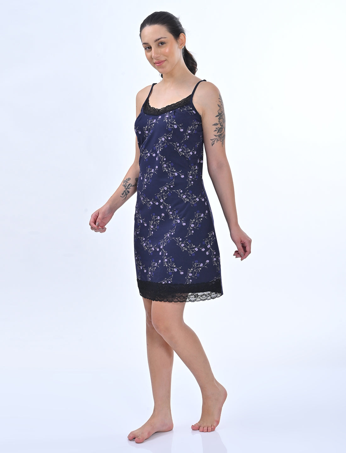 Elegant Printed Sleeveless Nightwear Dress