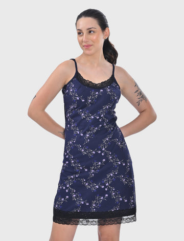 Elegant Printed Sleeveless Nightwear Dress
