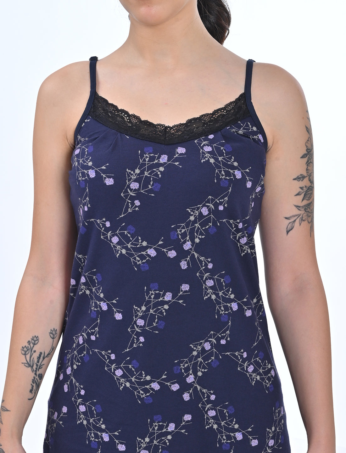 Elegant Printed Sleeveless Nightwear Dress