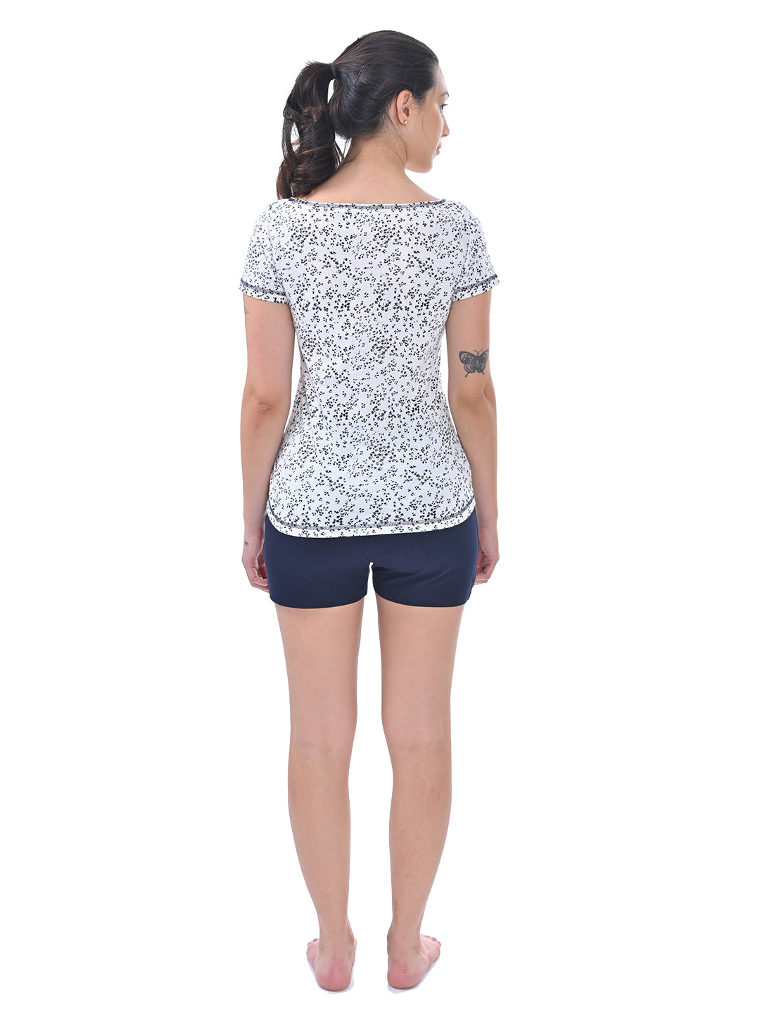 Women's Scoop Neck Printed Cotton Lounge Co-ord Set