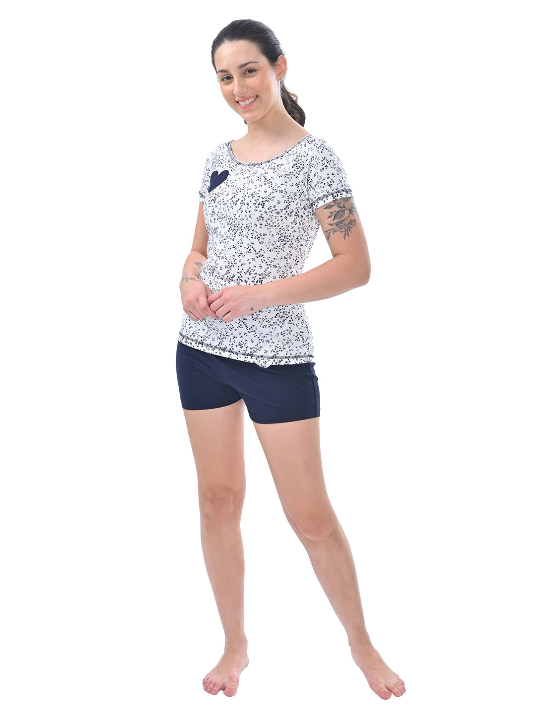 Women's Scoop Neck Printed Cotton Lounge Co-ord Set