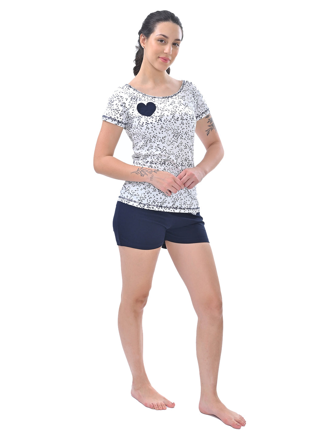 Women's Scoop Neck Printed Cotton Lounge Co-ord Set