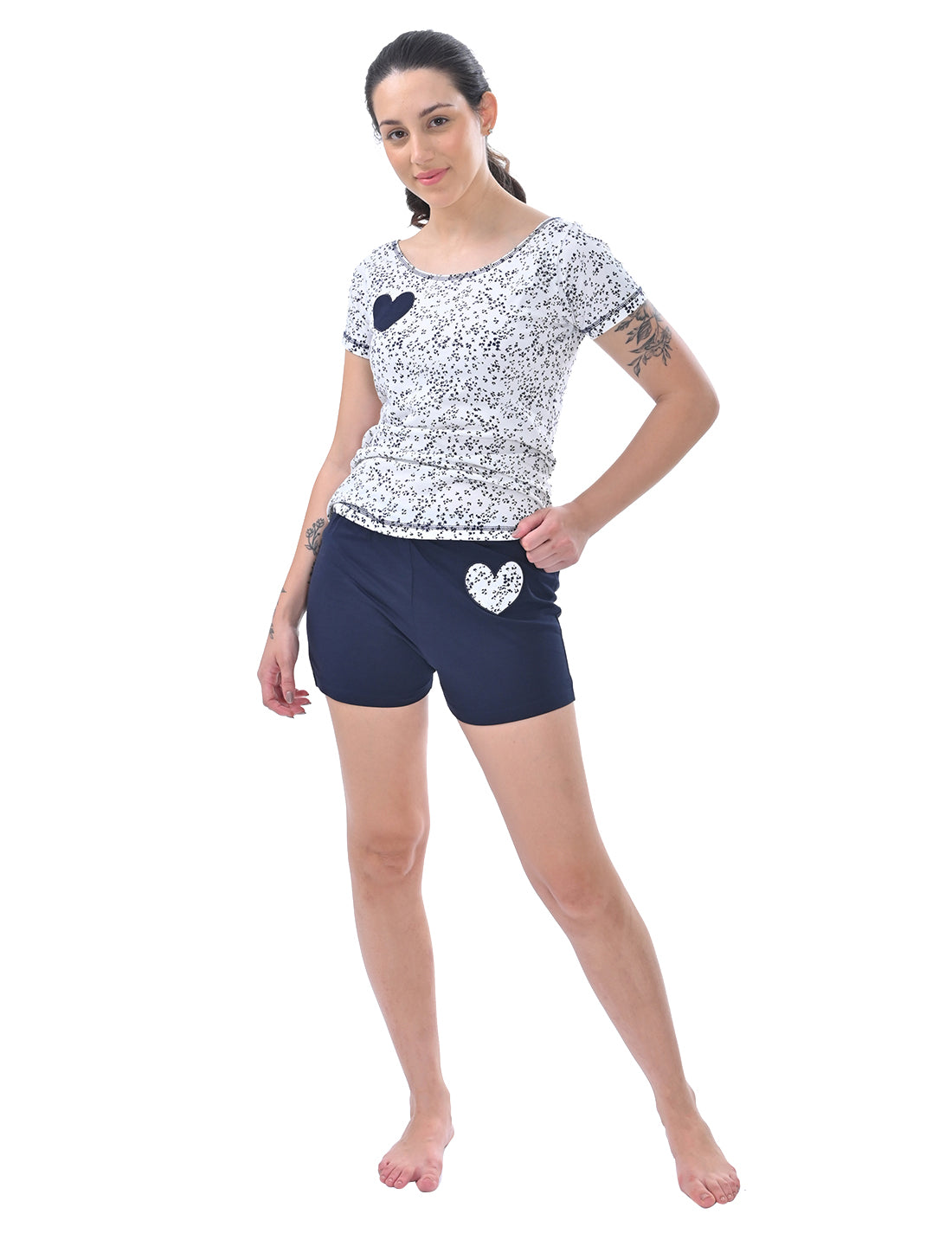 Women's Scoop Neck Printed Cotton Lounge Co-ord Set