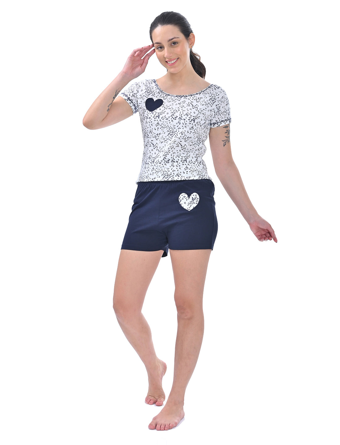 Women's Scoop Neck Printed Cotton Lounge Co-ord Set