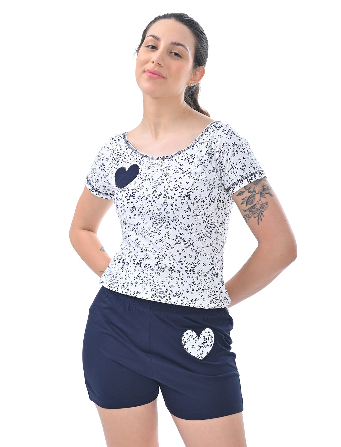 Women's Scoop Neck Printed Cotton Lounge Co-ord Set