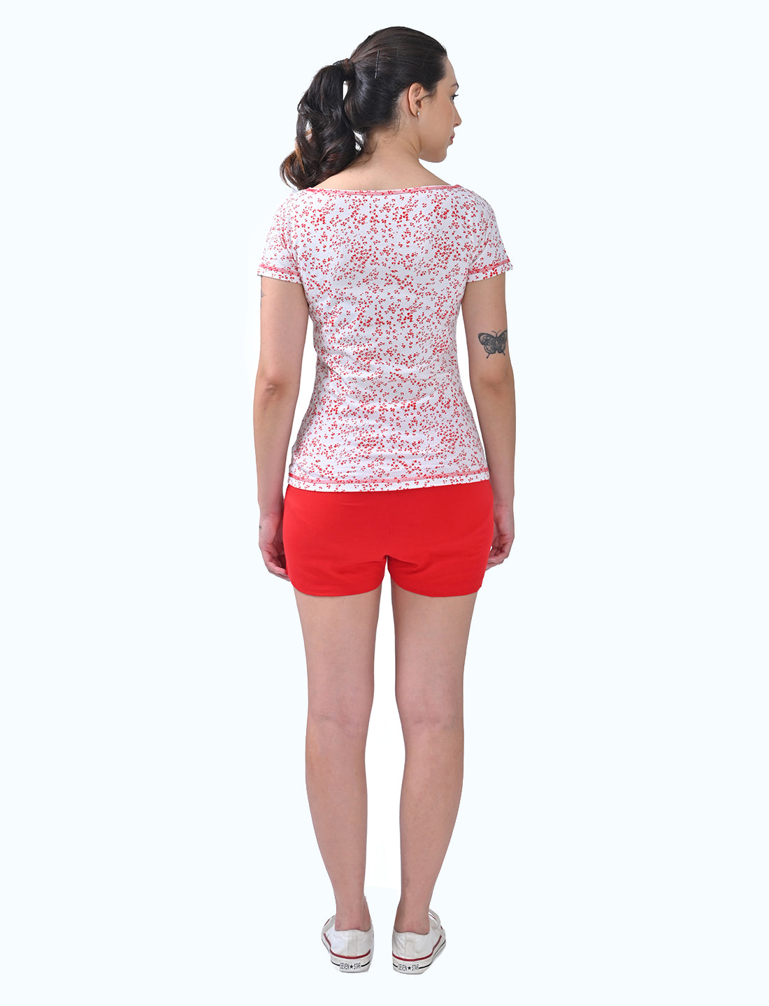 Women's Scoop Neck Printed Cotton Lounge Co-ord Set