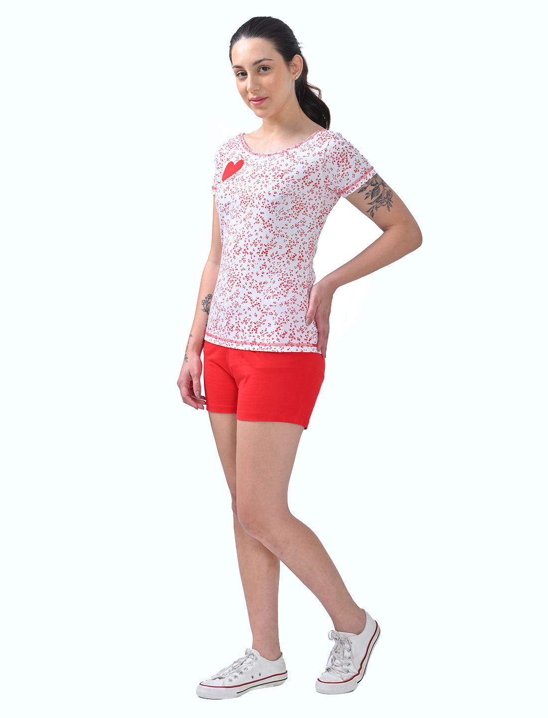 Women's Scoop Neck Printed Cotton Lounge Co-ord Set