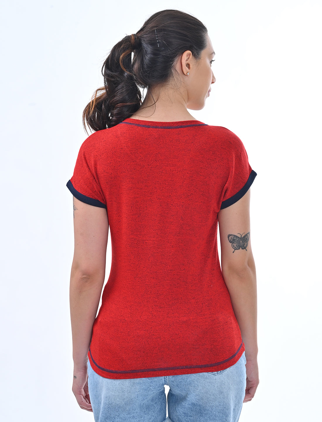Chic Ringer-Style Short Sleeve Casual Top