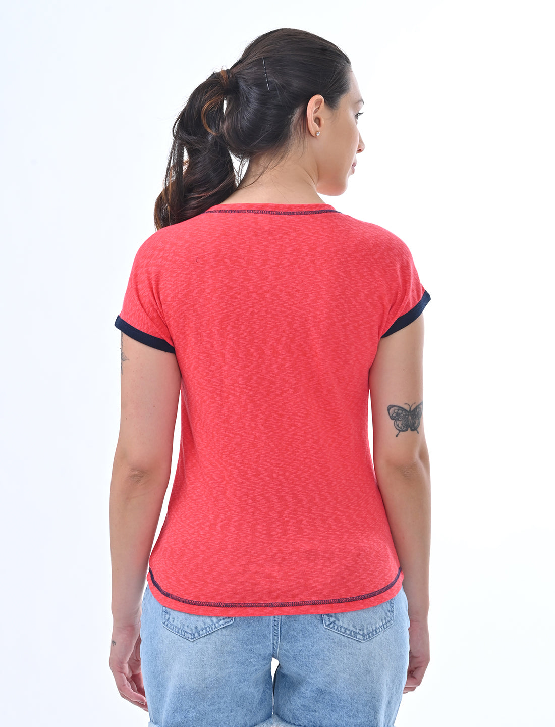 Chic Ringer-Style Short Sleeve Casual Top