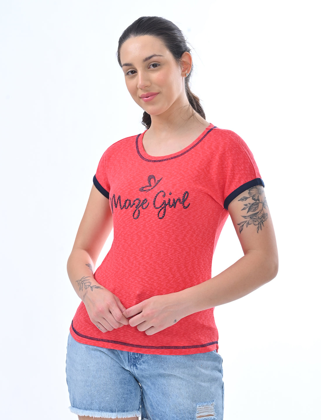 Chic Ringer-Style Short Sleeve Casual Top