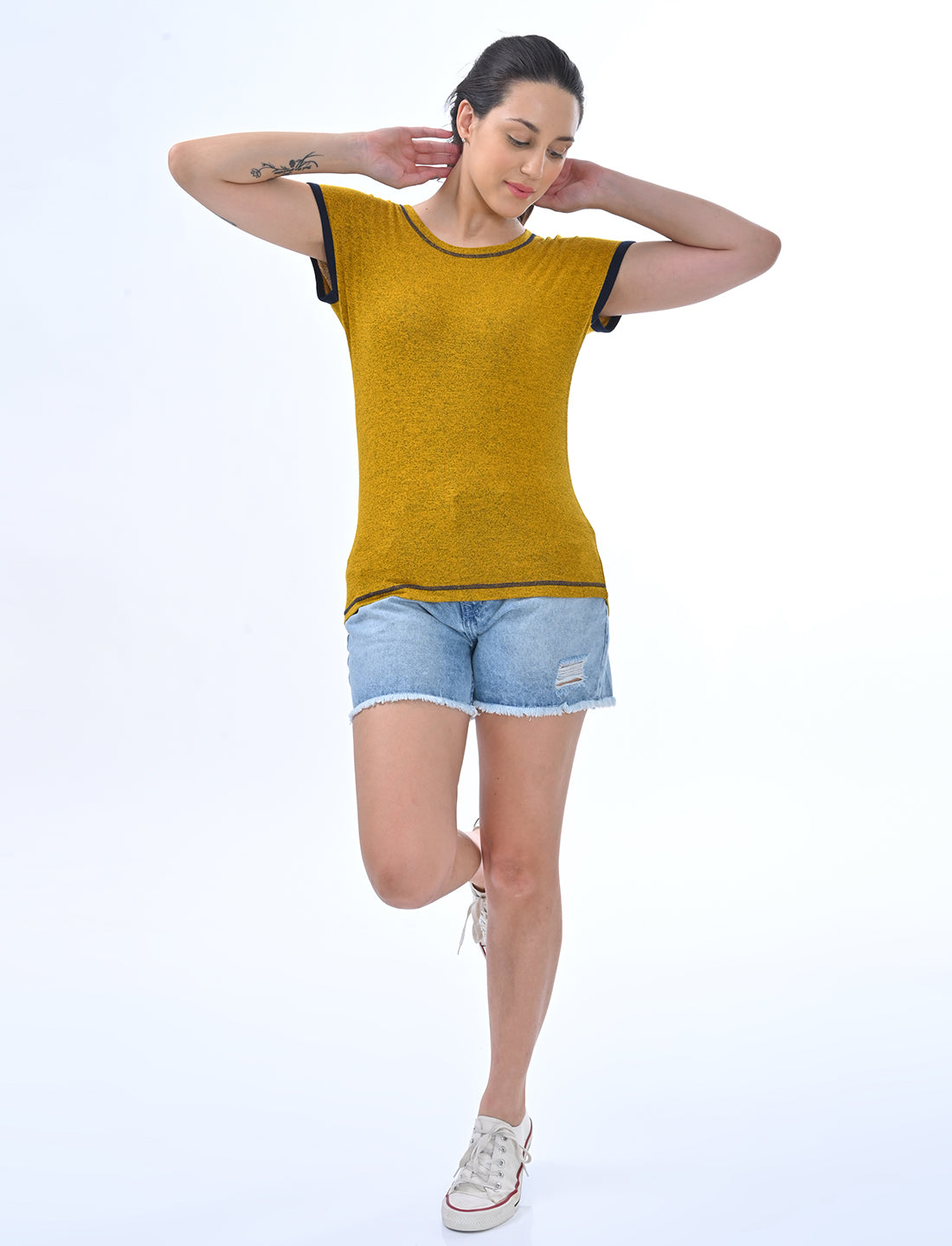 Chic Ringer-Style Short Sleeve Casual Top