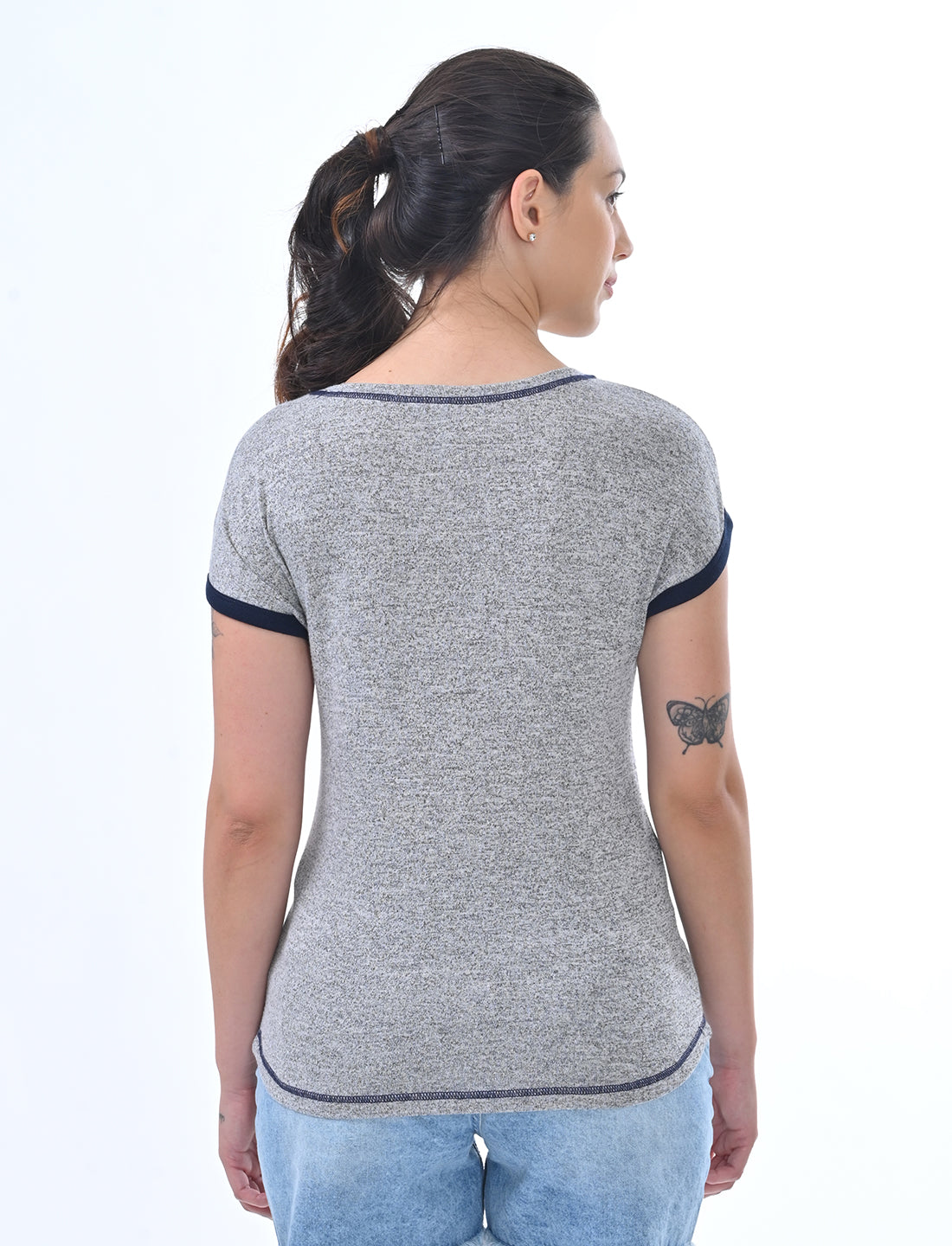 Chic Ringer-Style Short Sleeve Casual Top