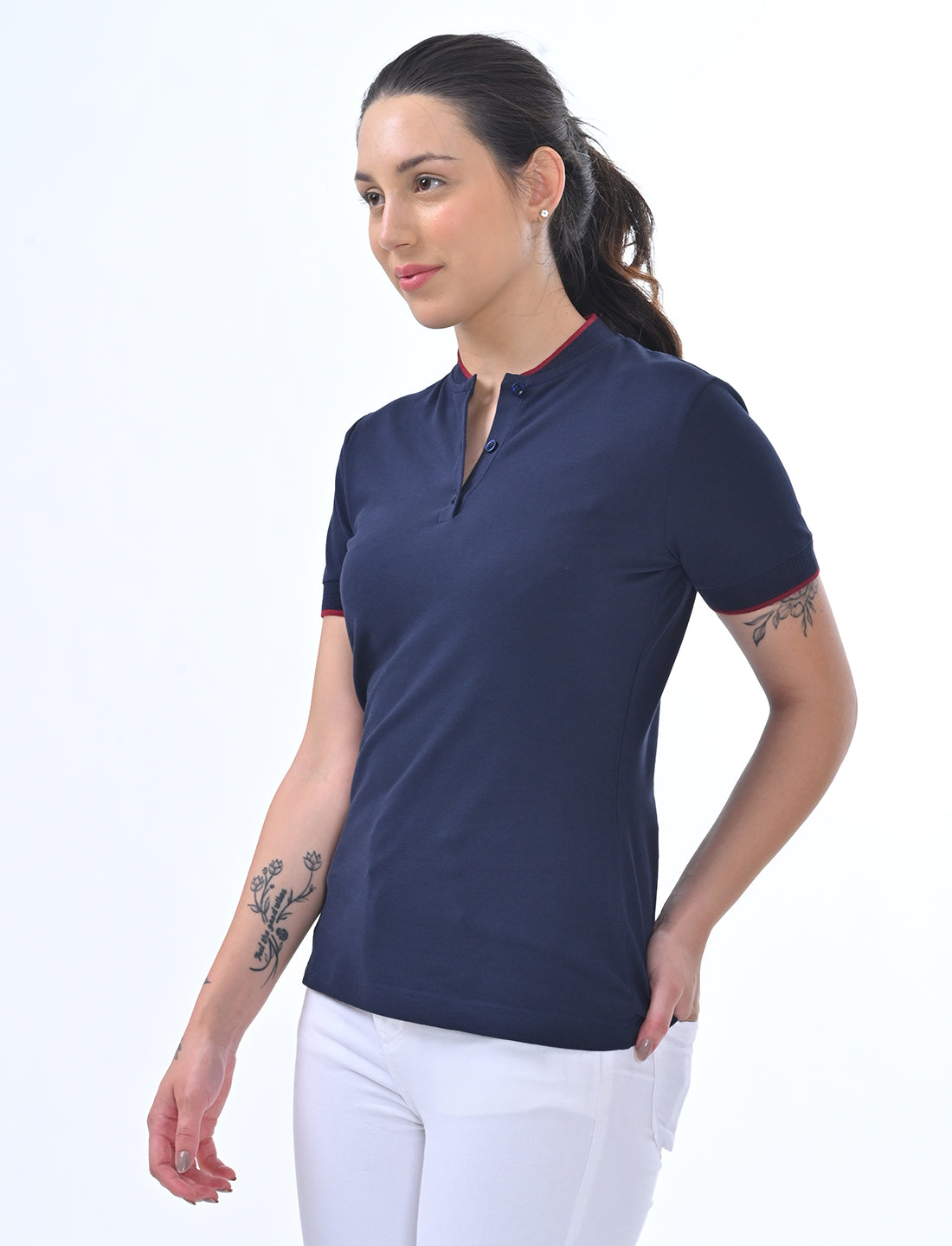 Women's Premium Henley Polo T-Shirt