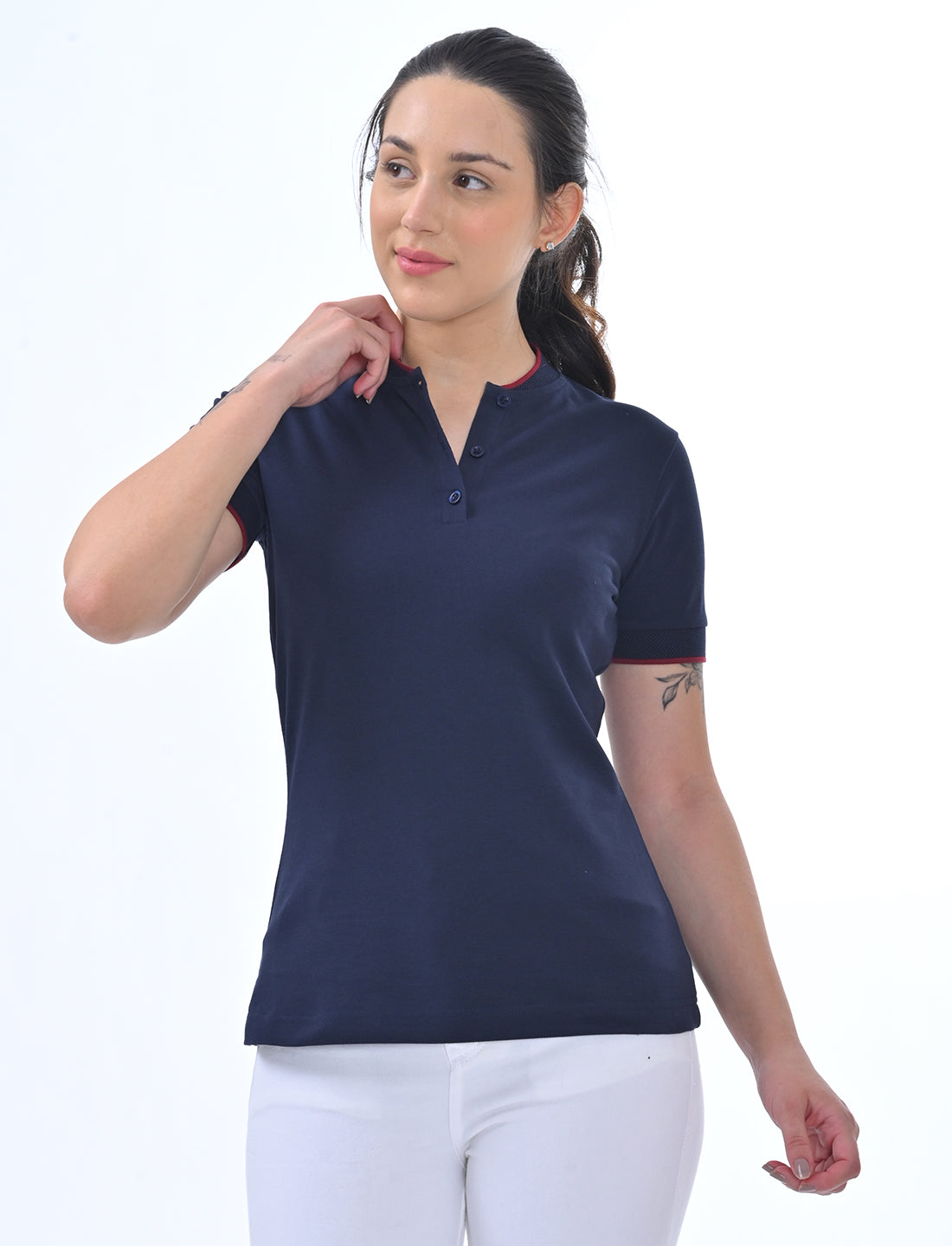 Women's Premium Henley Polo T-Shirt
