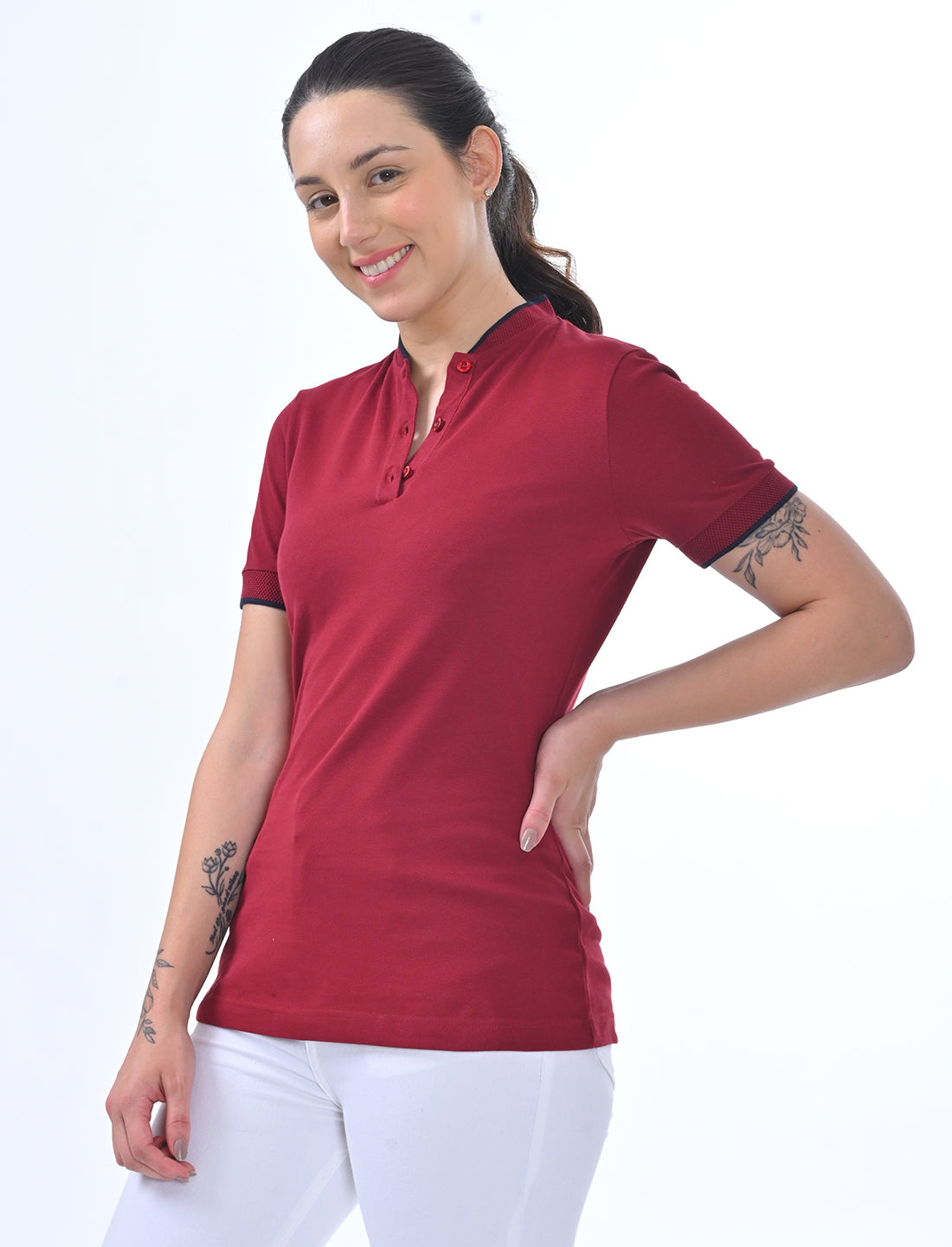 Women's Premium Henley Polo T-Shirt