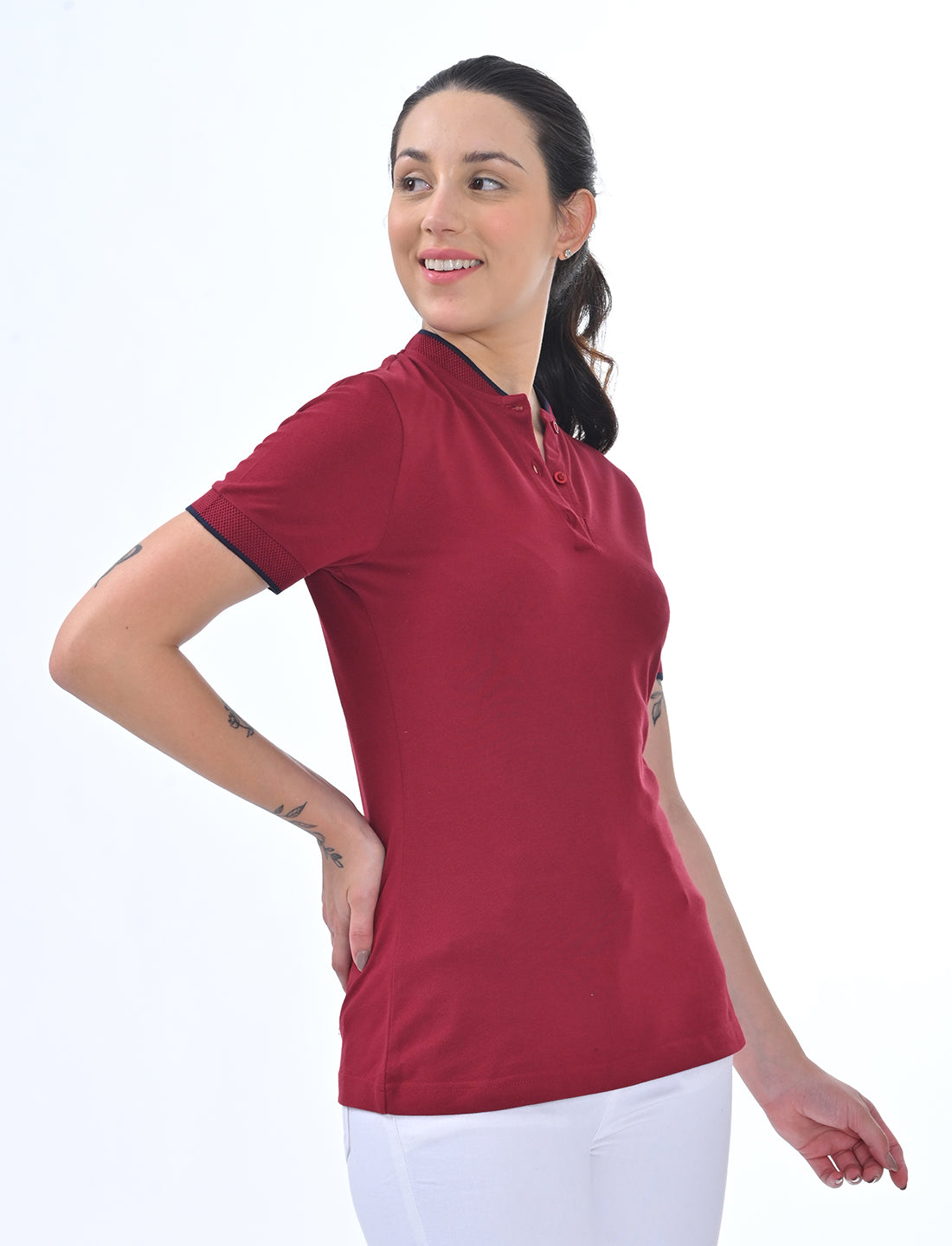 Women's Premium Henley Polo T-Shirt
