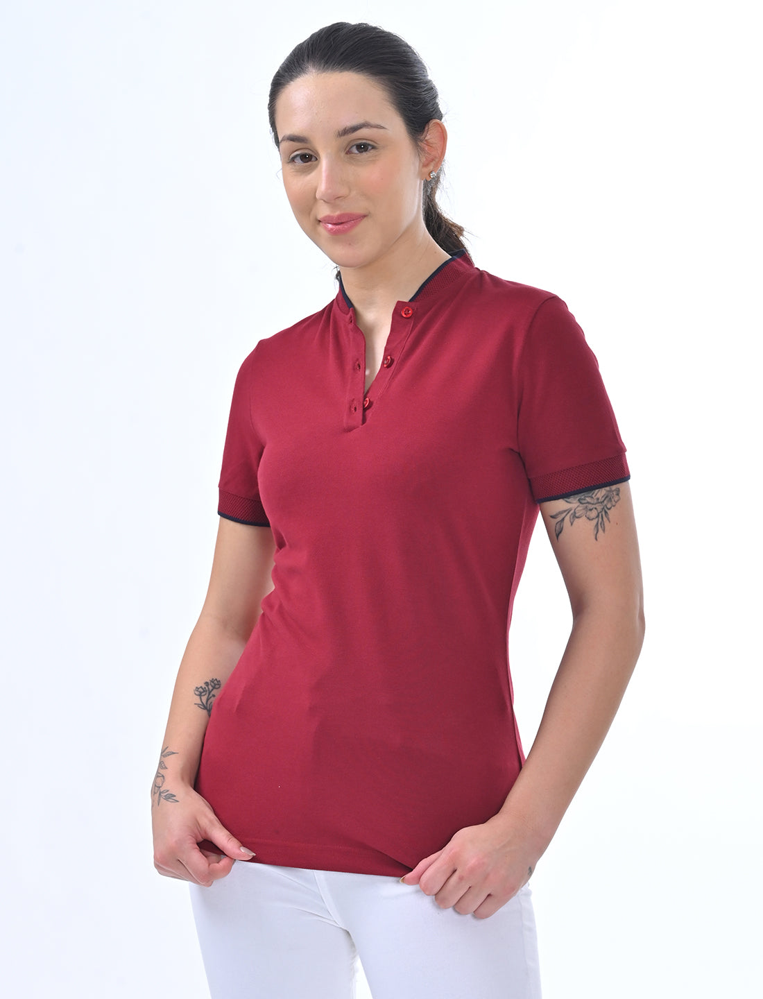 Women's Premium Henley Polo T-Shirt