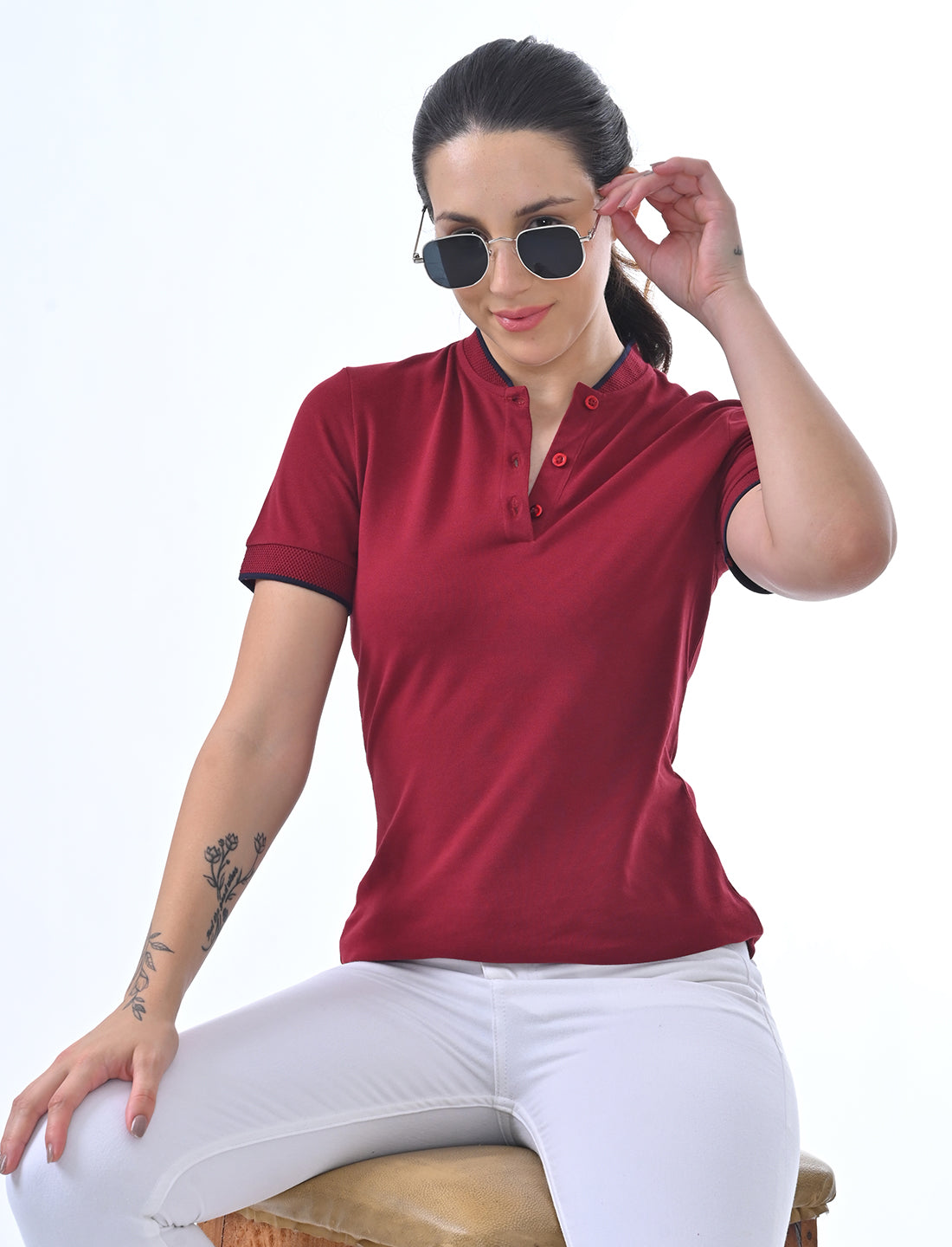 Women's Premium Henley Polo T-Shirt