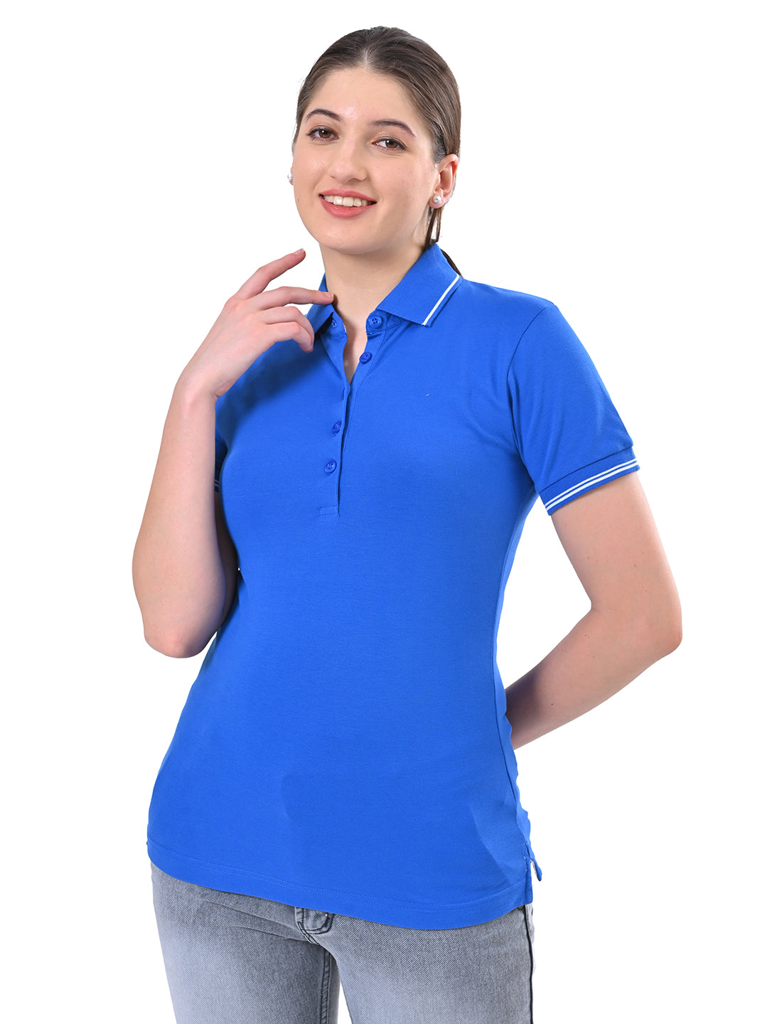 Women's Classic Black Tipped Polo T-Shirt