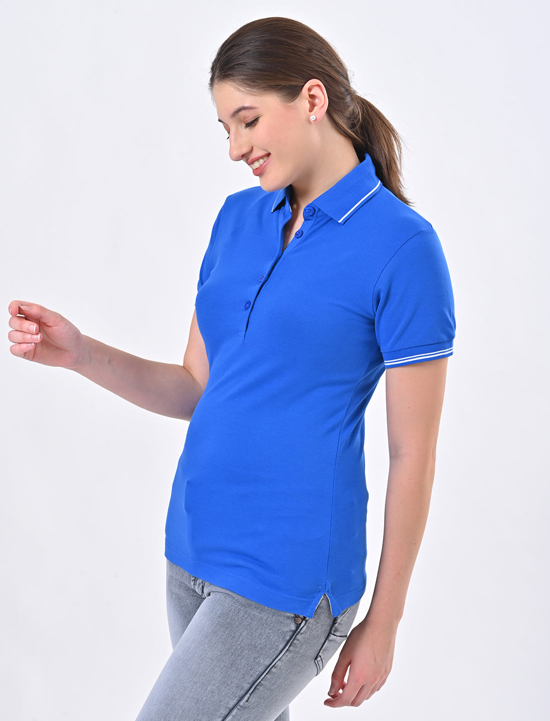 Women's Classic Black Tipped Polo T-Shirt