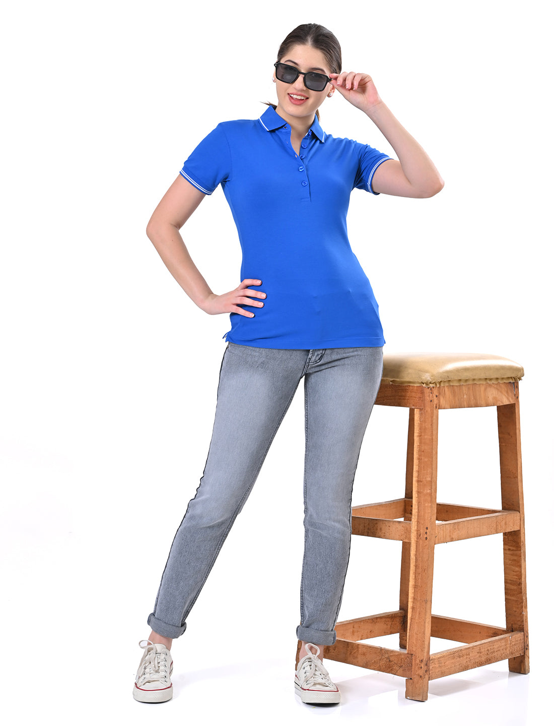 Women's Classic Black Tipped Polo T-Shirt