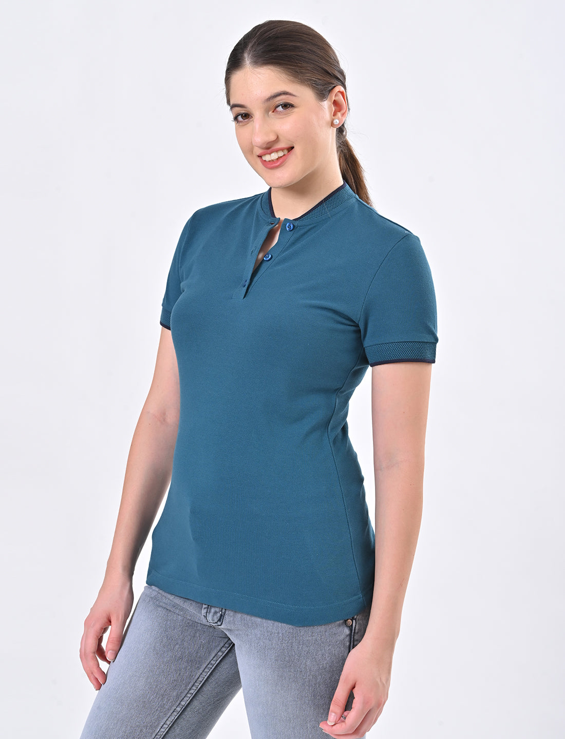 Women's Premium Henley Polo T-Shirt