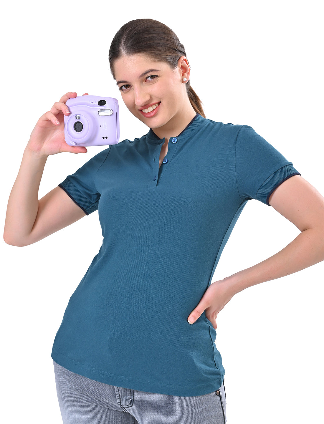 Women's Premium Henley Polo T-Shirt