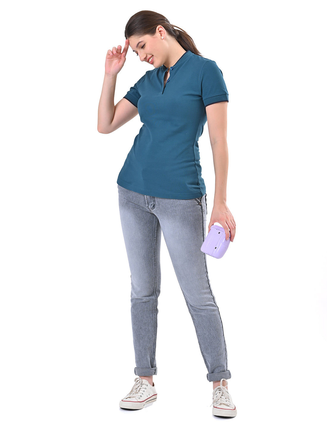 Women's Premium Henley Polo T-Shirt