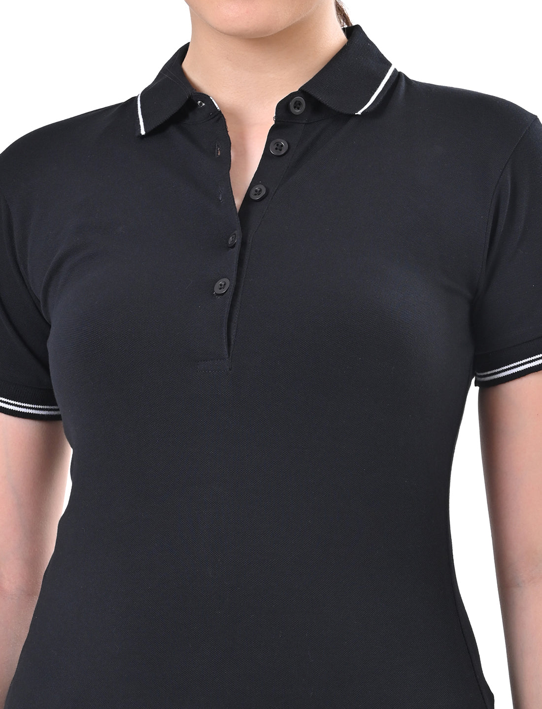Women's Classic Black Tipped Polo T-Shirt
