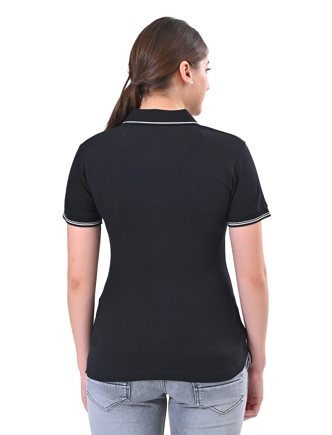 Women's Classic Black Tipped Polo T-Shirt