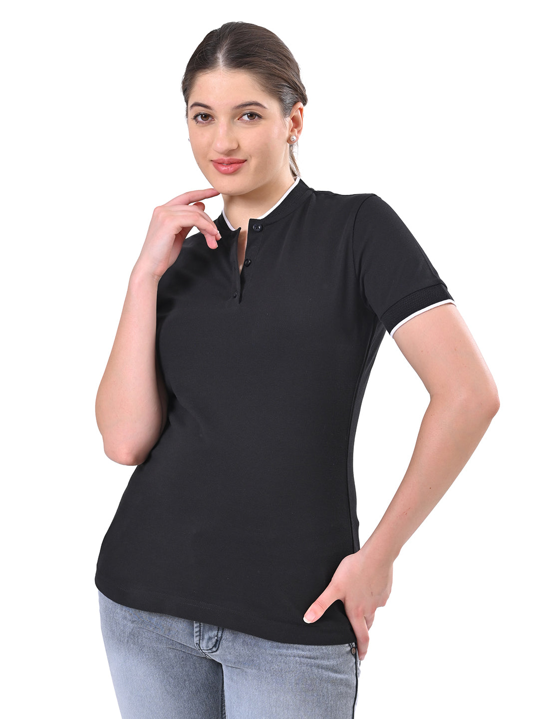 Women's Premium Henley Polo T-Shirt