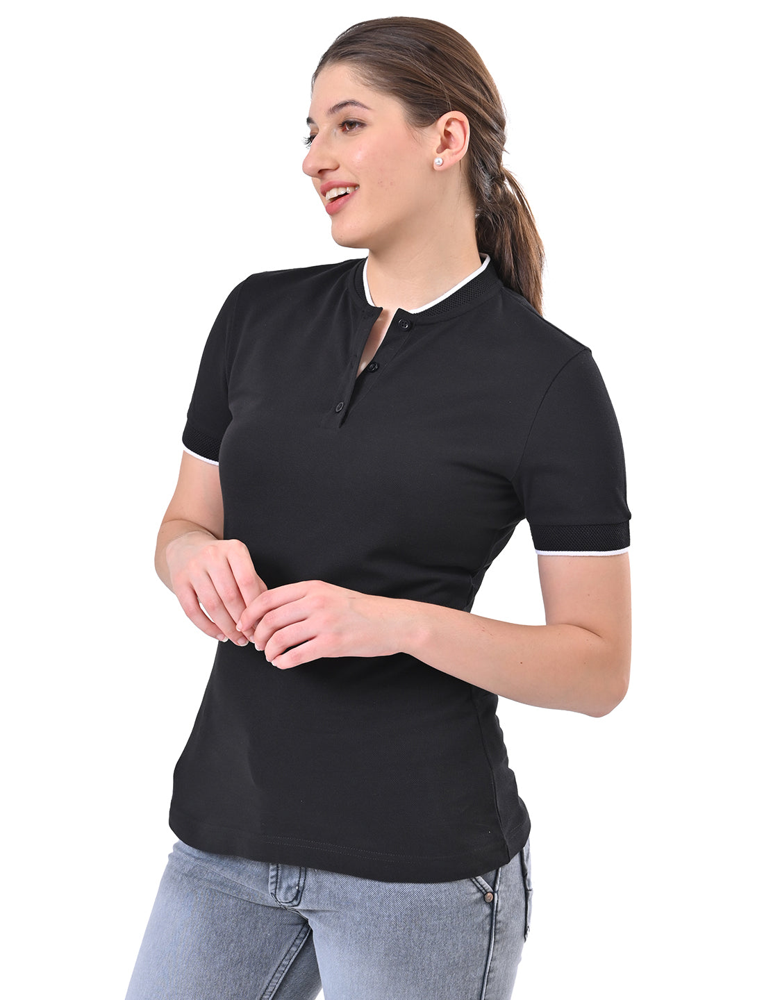 Women's Premium Henley Polo T-Shirt