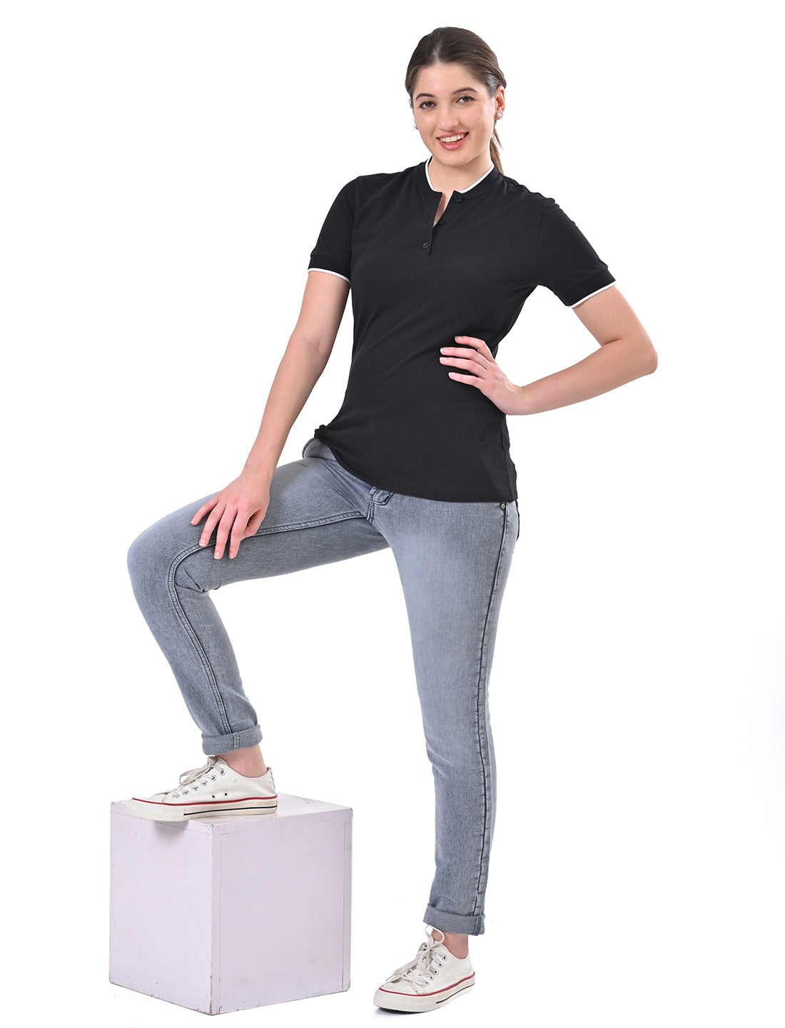 Women's Premium Henley Polo T-Shirt