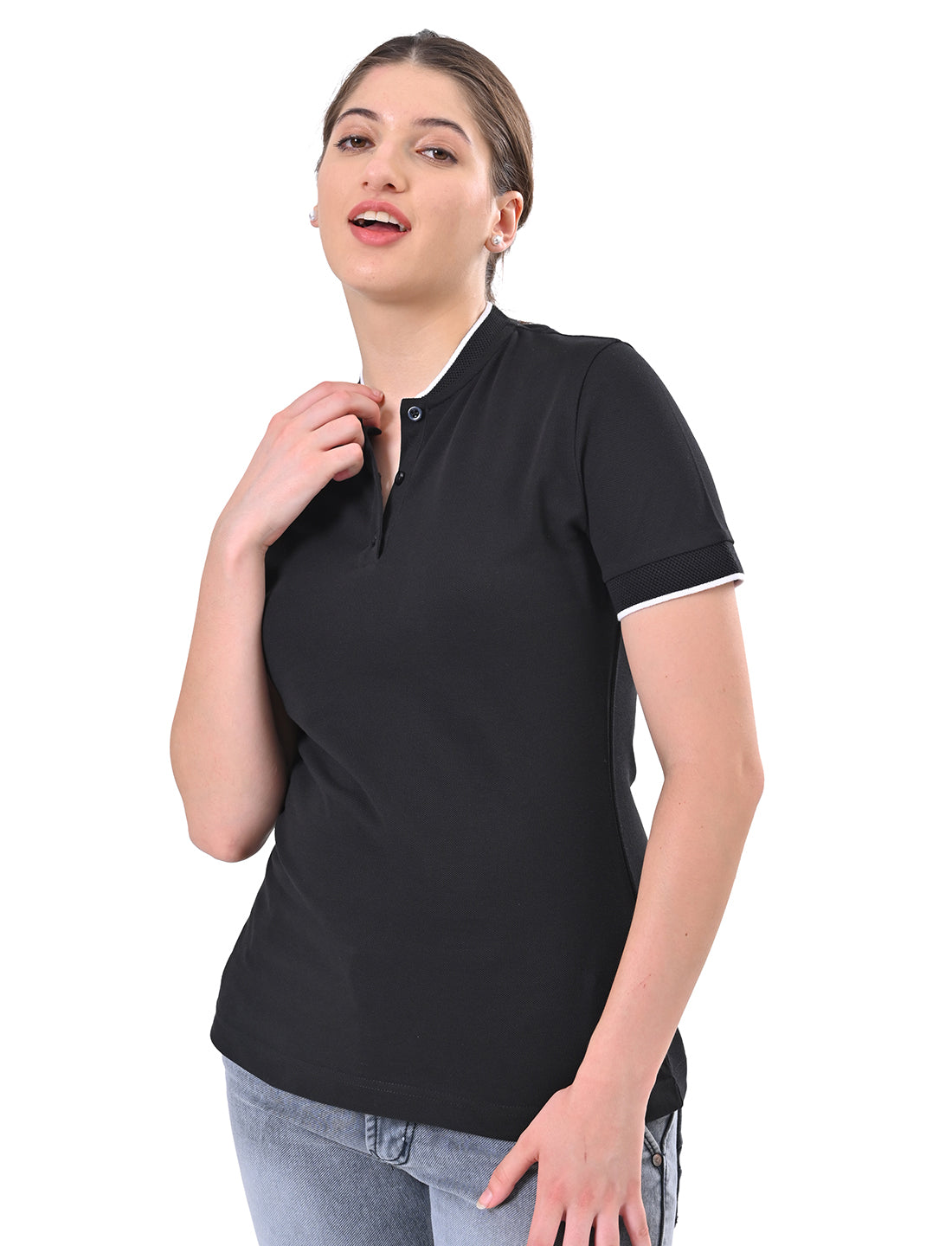 Women's Premium Henley Polo T-Shirt
