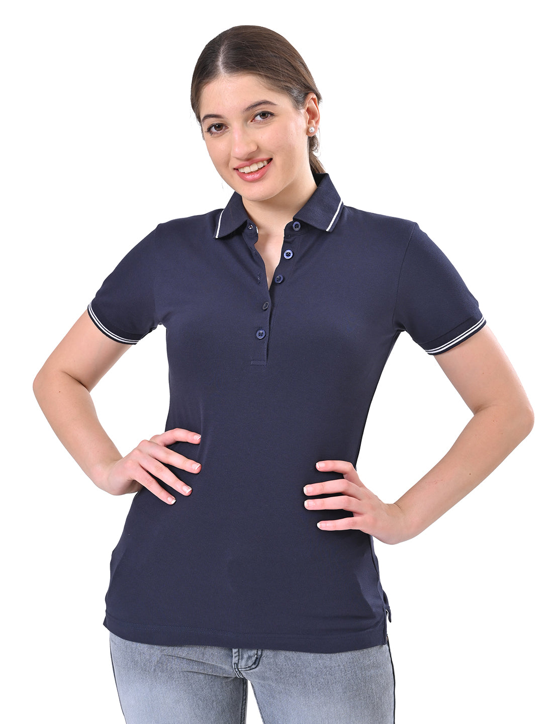 Women's Classic Black Tipped Polo T-Shirt