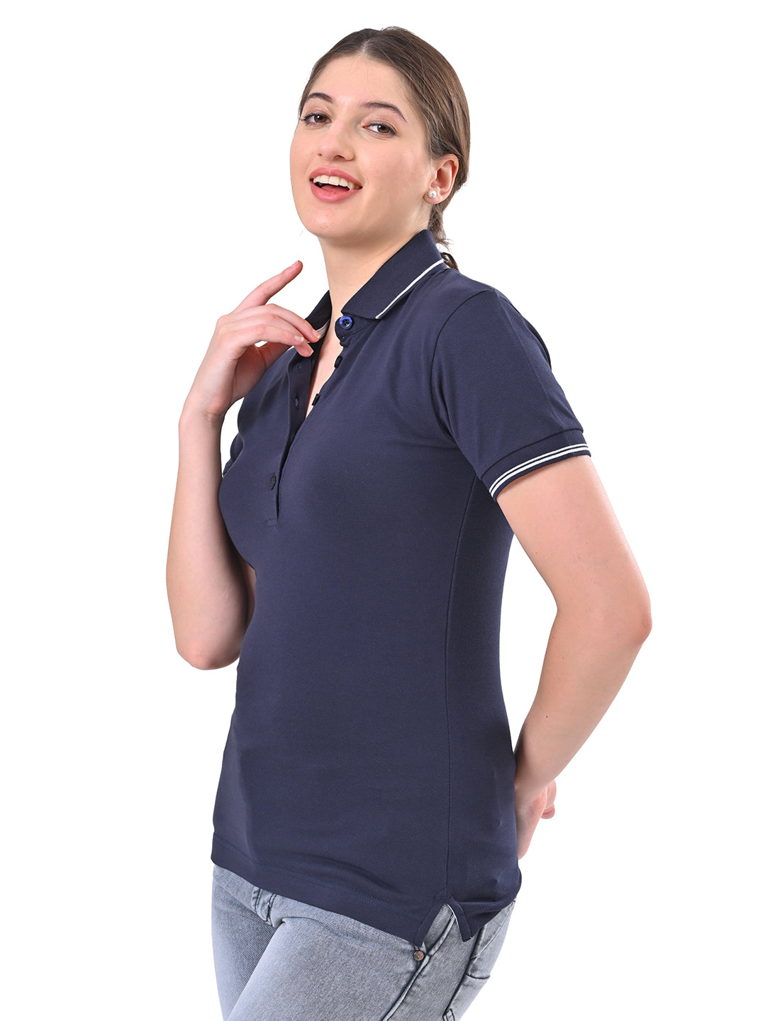 Women's Classic Black Tipped Polo T-Shirt