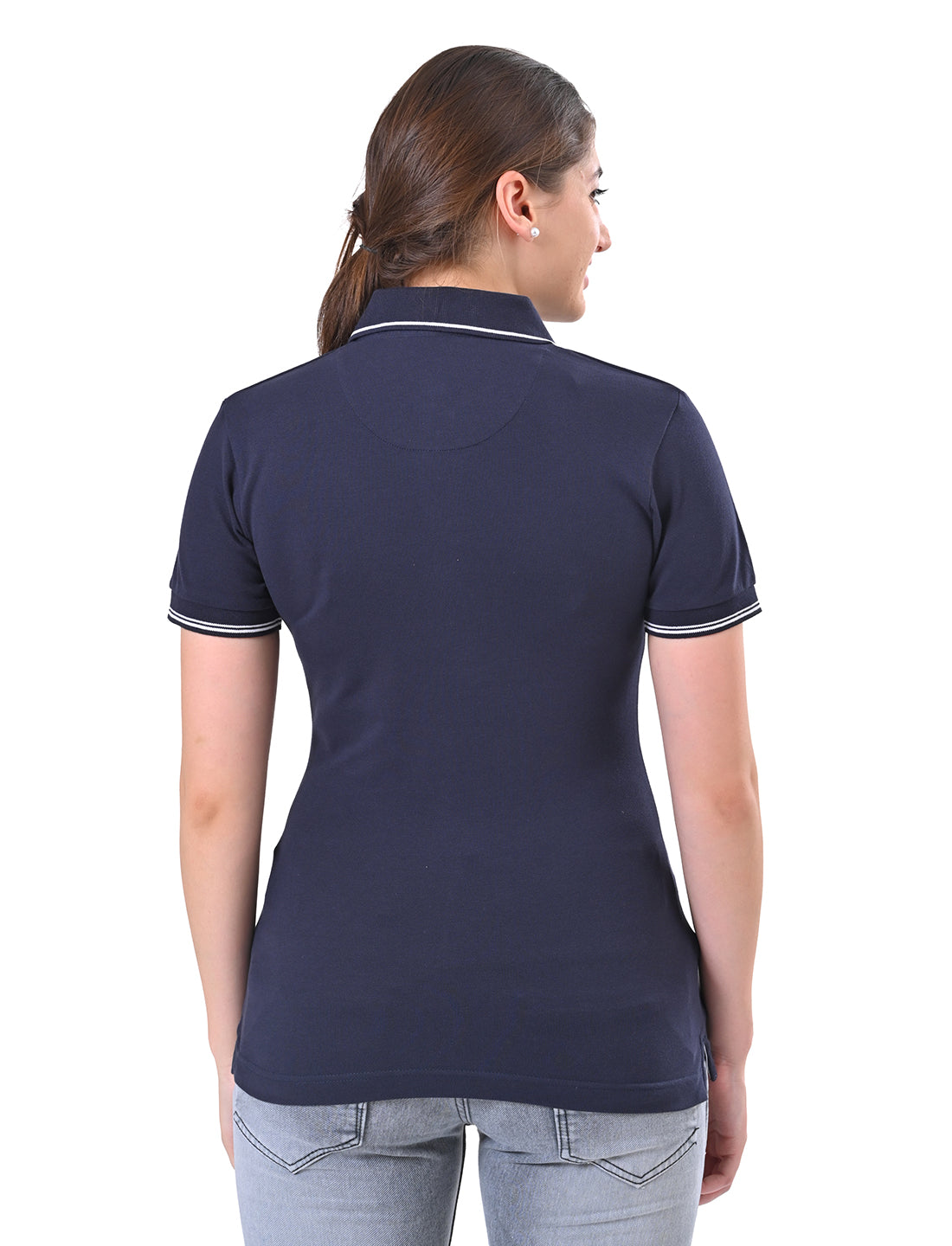 Women's Classic Black Tipped Polo T-Shirt